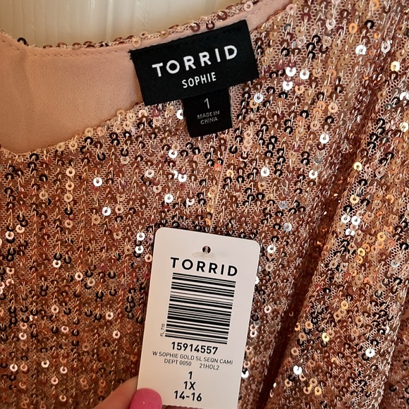 NWT Torrid Sophie Rose Gold Sequin Tank - Picture 4 of 8